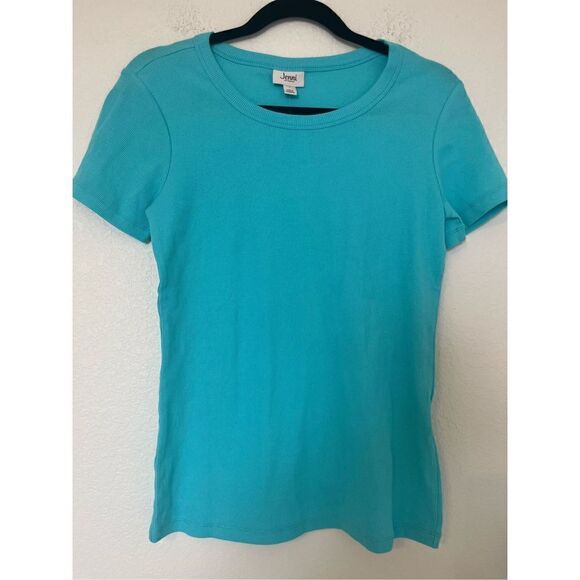Jenni Ribbed Aqua Blue Tee - New - Picture 1 of 4